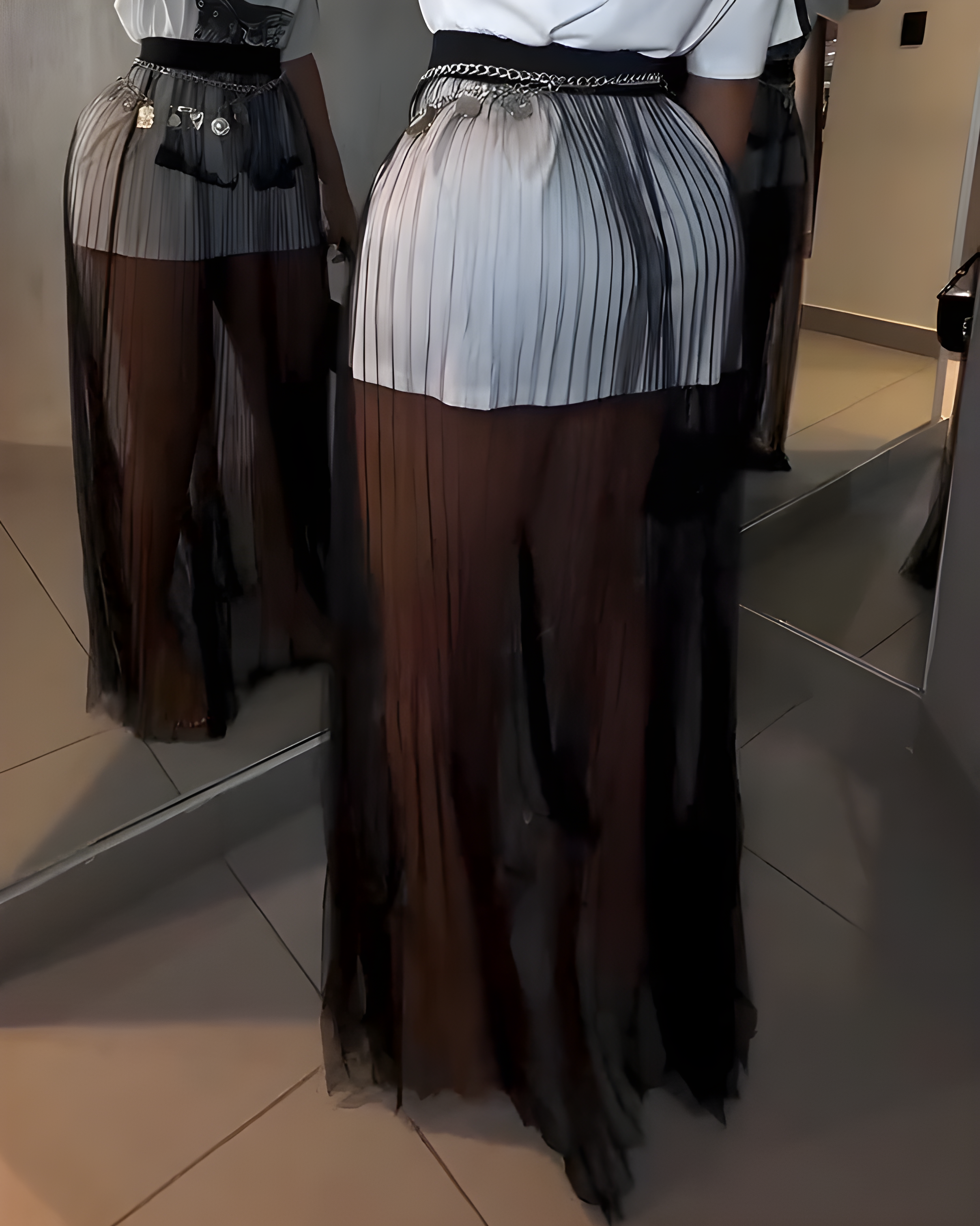 Single Layer Sheer Mesh Maxi Skirt
