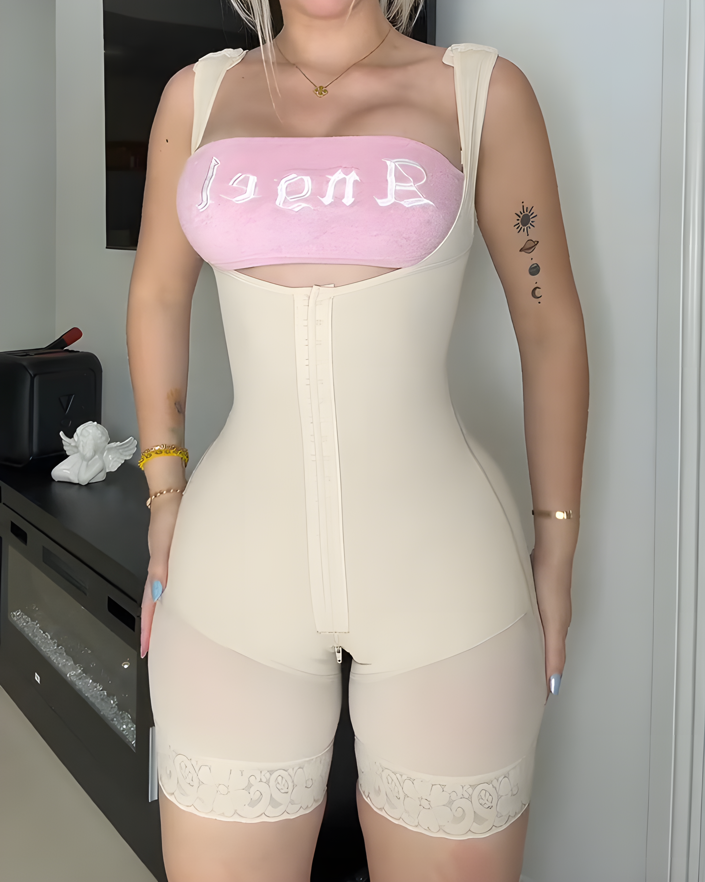 Mesh Open Chest Tummy Sculpt Shapewear