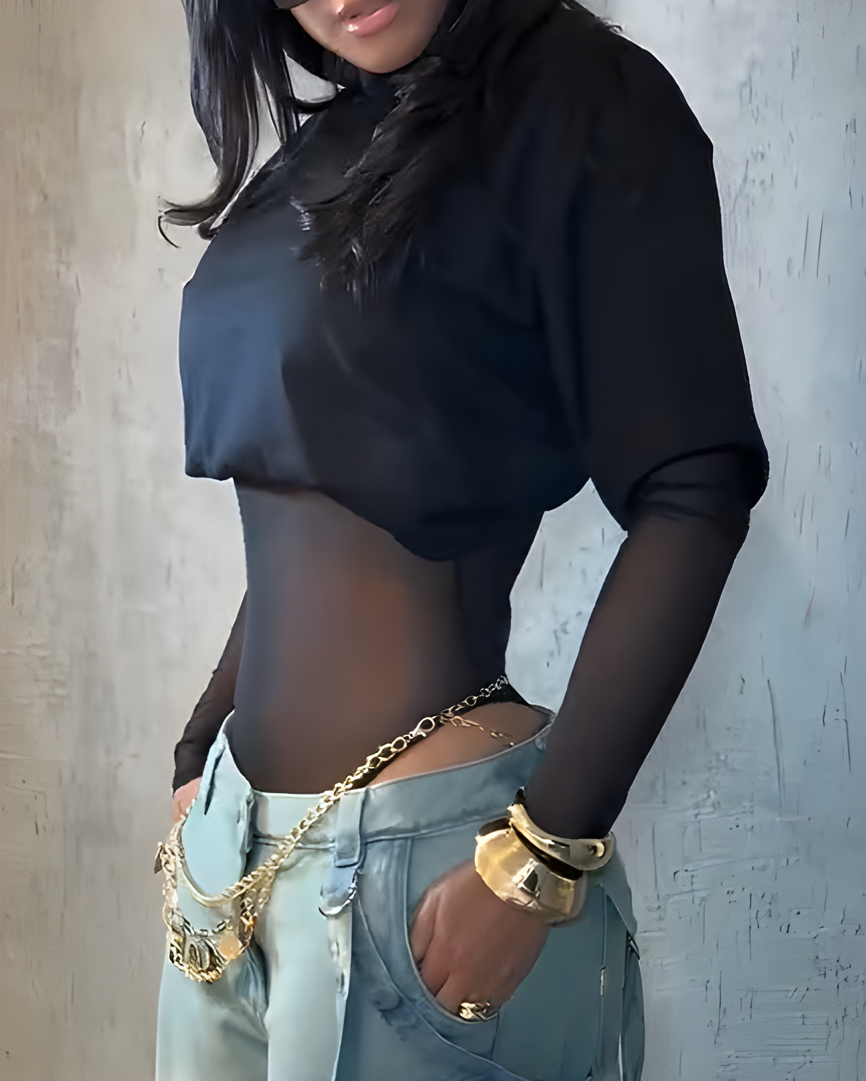 Mesh Bodysuit Short Sleeve T-Shirt 2-Piece Set