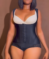 Lace-Trimmed Steel-Boned Thong Body Shaper