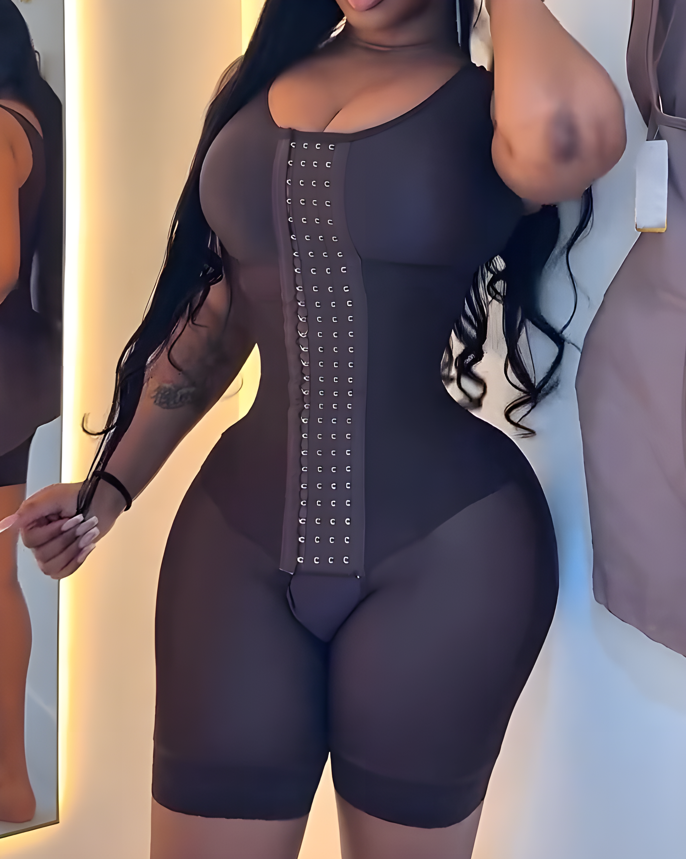 4-Row Hook Eye Full-Body Sleeveless Tummy-Control Shapewear