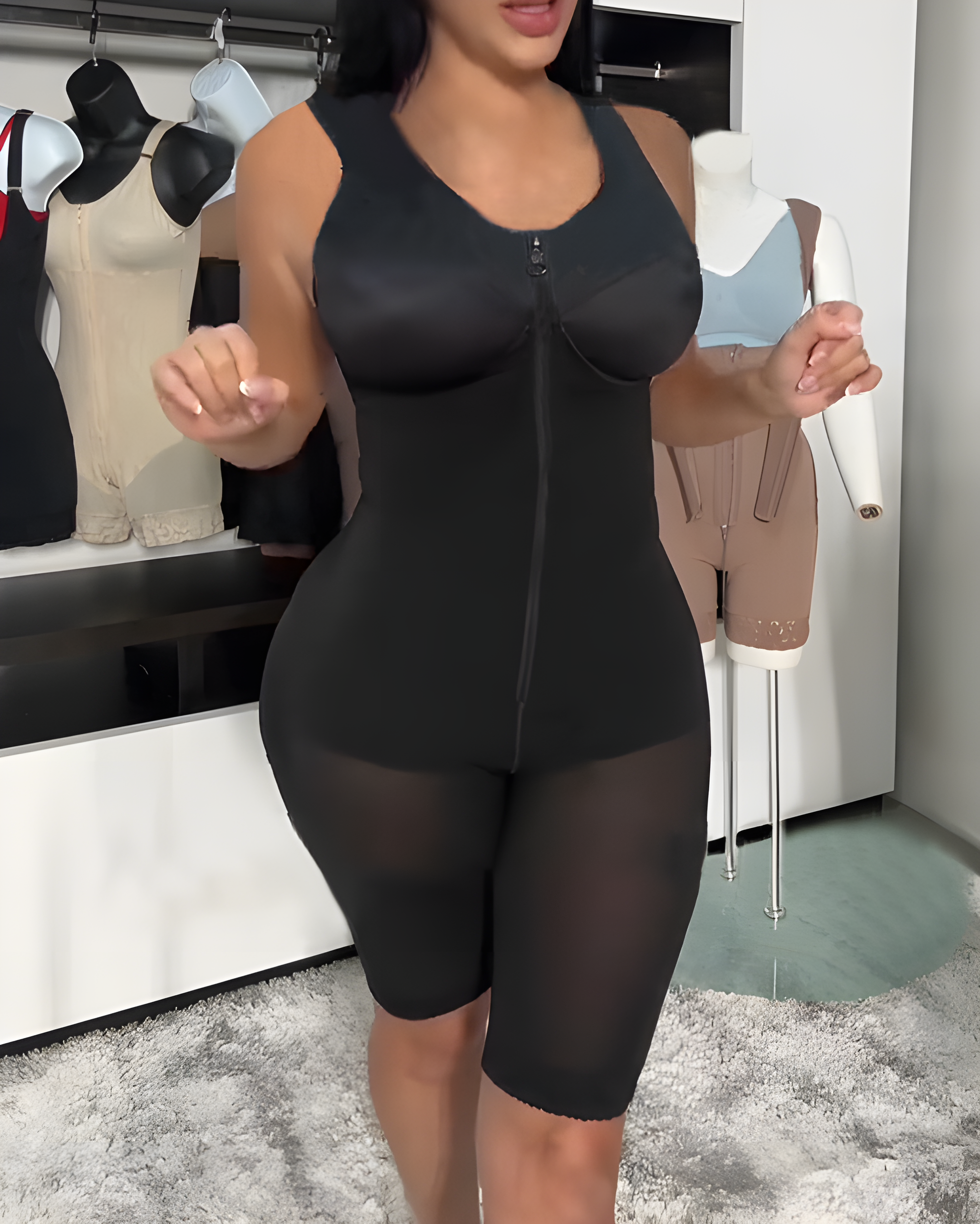 Front Zip Mid-Length Sleeveless Body Shaper