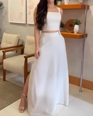 Sleeveless Slit Skirt 2-Piece Set
