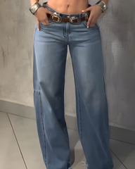 Frayed Tassel Wide-leg Jeans