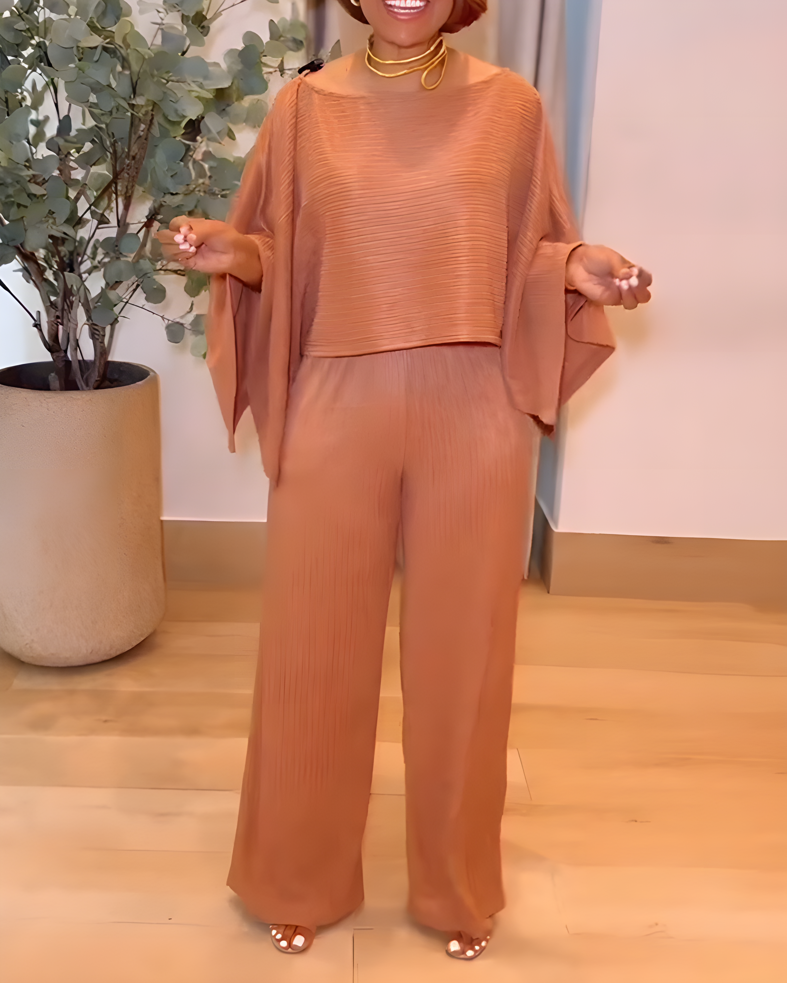 Off-Shoulder Top Wide-Leg Pants Casual Set