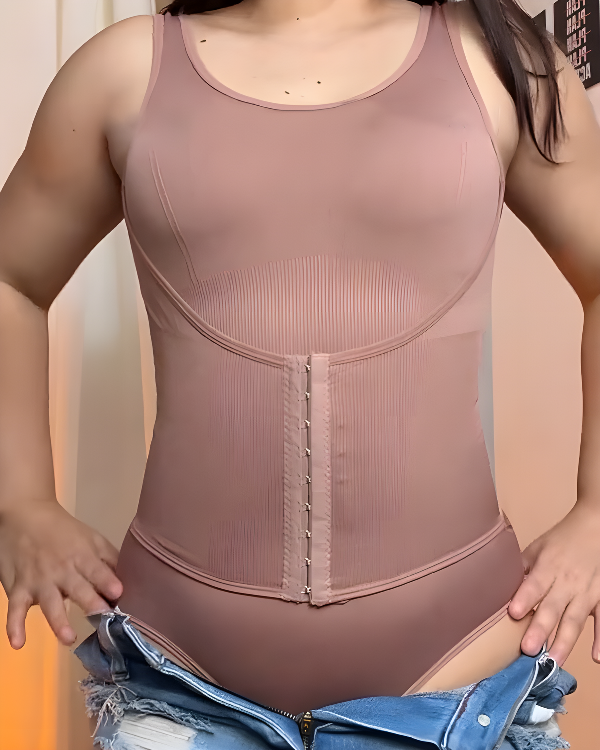 Seamless Comfortable Double-Layer Tummy Shaping Thong Bodysuit