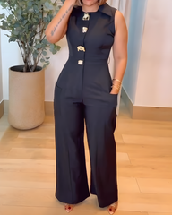 Sleeveless Slim Fit Wide Leg Jumpsuit