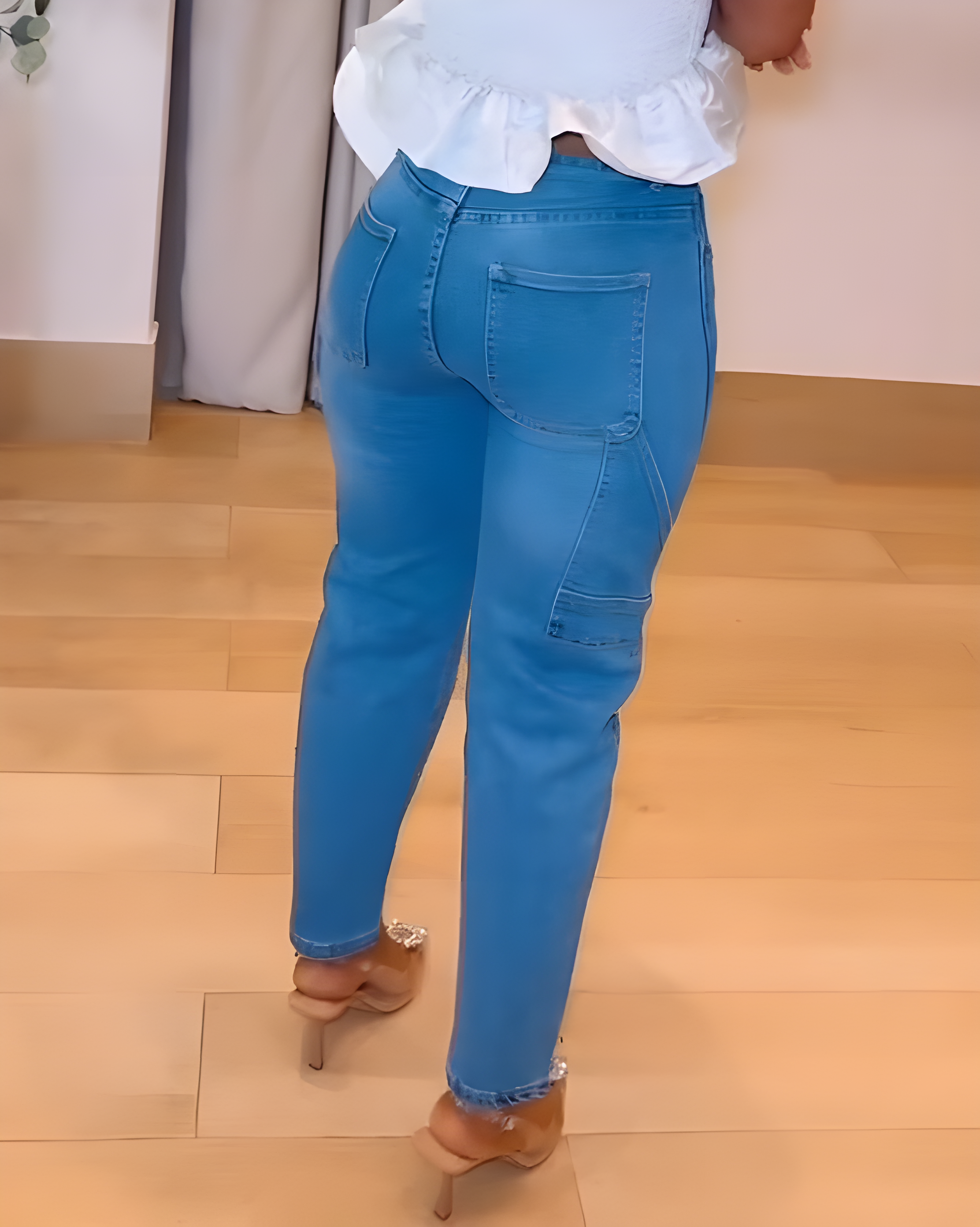 Rhinestone High-Rise Straight-Leg Jeans