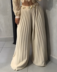 Casual Ruched Wide-Leg Pants