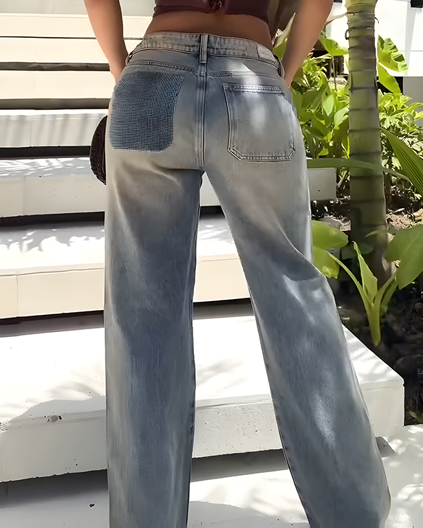 High-Rise Ripped Wide-Leg Jeans