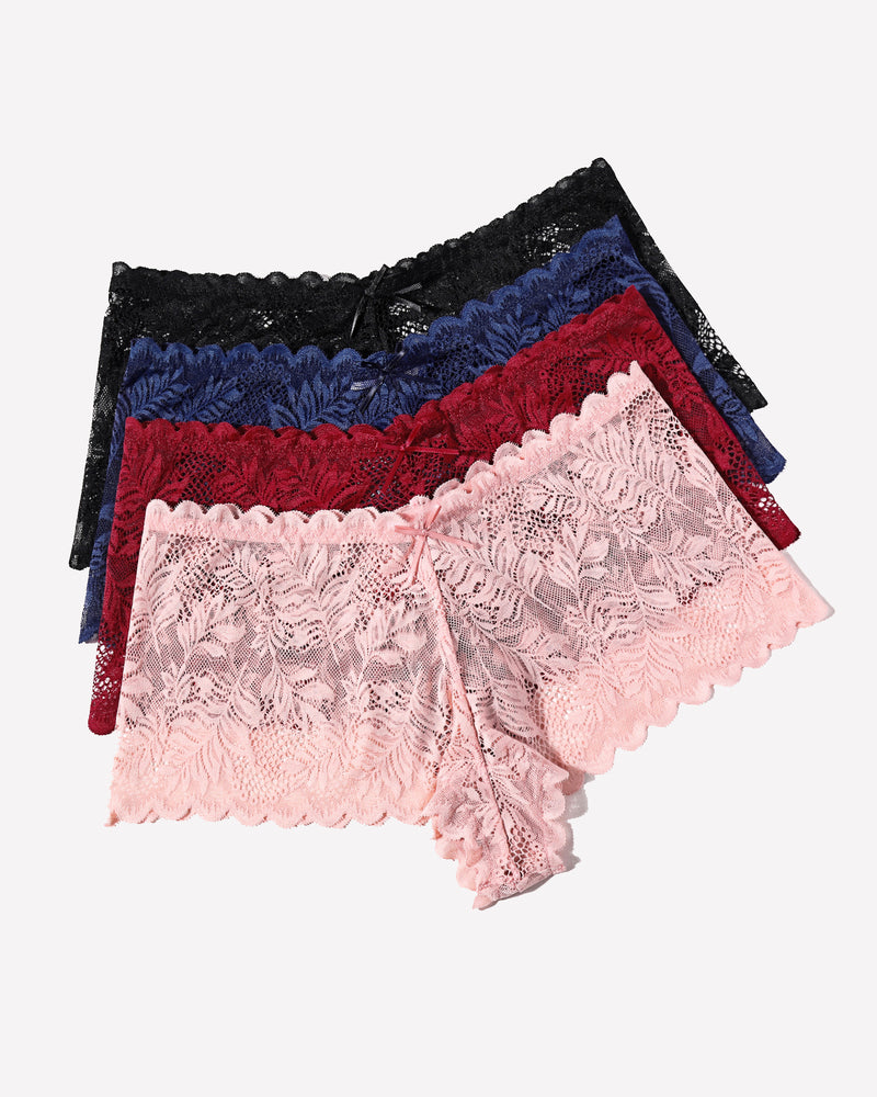 4 Pcs FLace Panties Mid-rise Panty