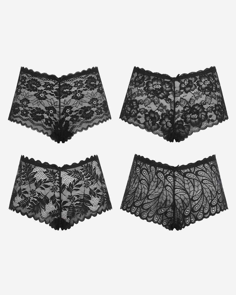 4 Pcs FLace Panties Mid-rise Panty