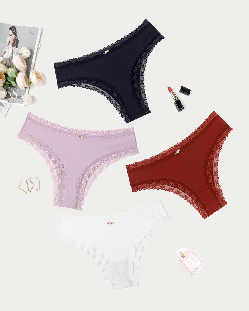 Hipster Panties Lace Brief Underwear 2 & 4 Pack