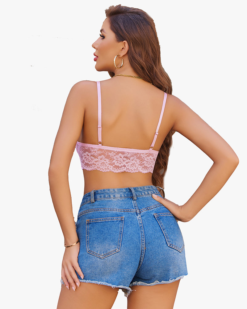 V Neck Cami Tank Lace Crop Top