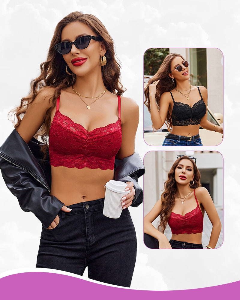 V Neck Cami Tank Lace Crop Top