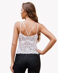 Lace V Neck Tube Slim Tank Top