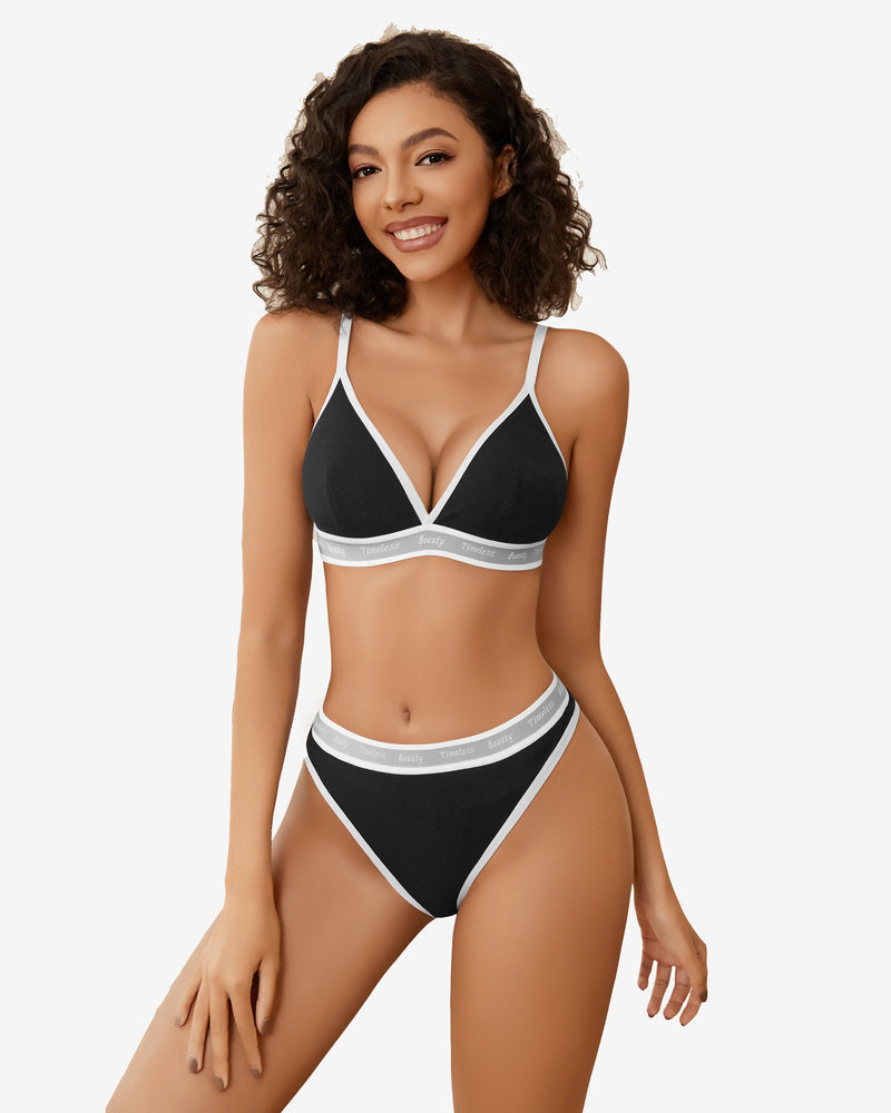 Contrast Bra and Panty Set