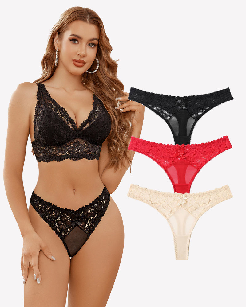 Mesh Lace Thongs Low Waist Panties