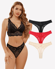 Mesh Lace Thongs Low Waist Panties