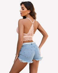 Lace Bra V Neck Racerback Cami Tank