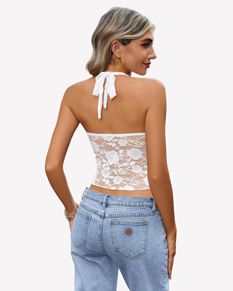 Y2K Halter Tops Lace Tank Top