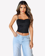 Camisoles Crop Top Ruched Cute Outfits