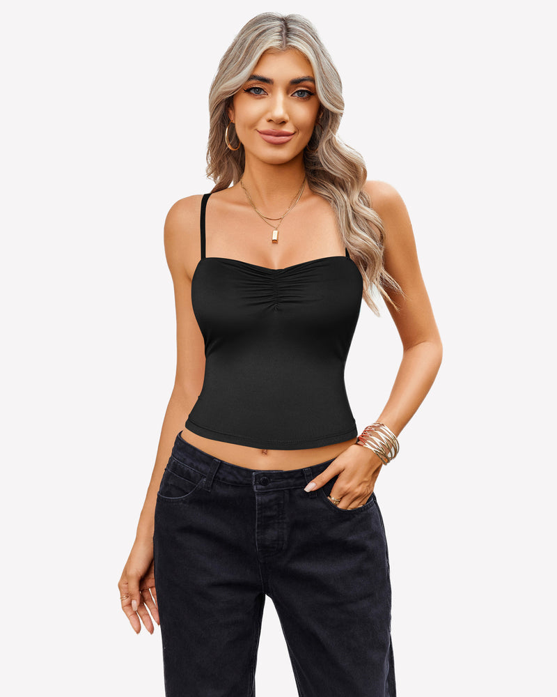 Camisoles Crop Top Ruched Cute Outfits