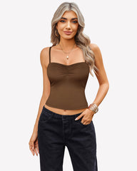 Camisoles Crop Top Ruched Cute Outfits