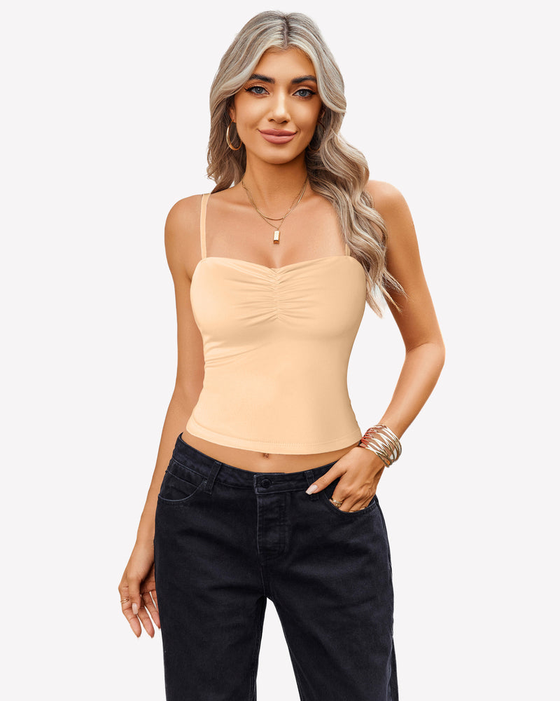 Camisoles Crop Top Ruched Cute Outfits