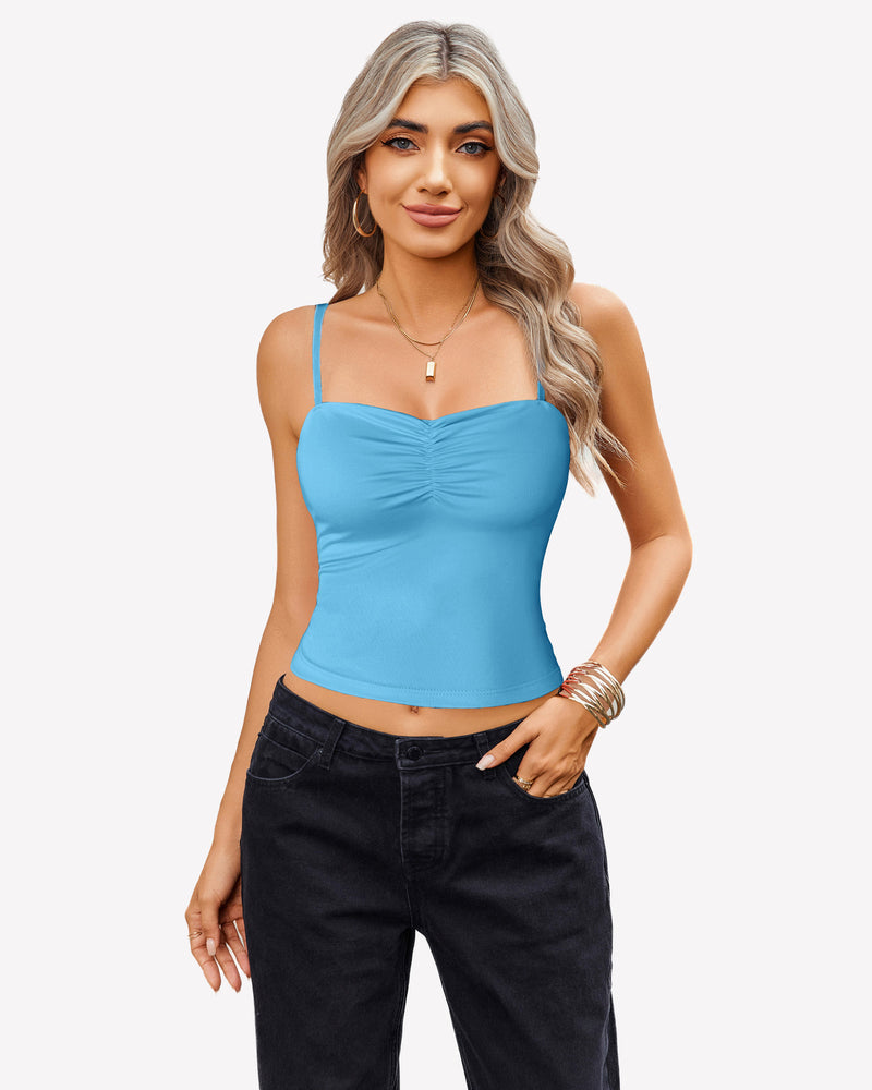 Camisoles Crop Top Ruched Cute Outfits