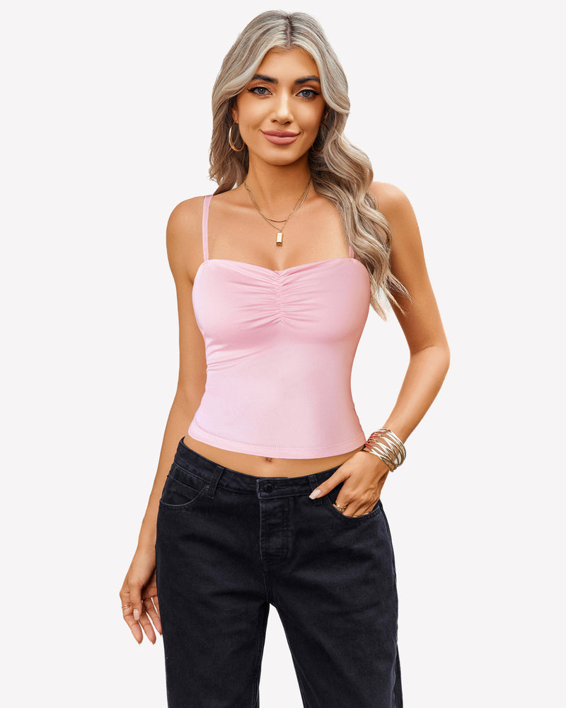 Camisoles Crop Top Ruched Cute Outfits