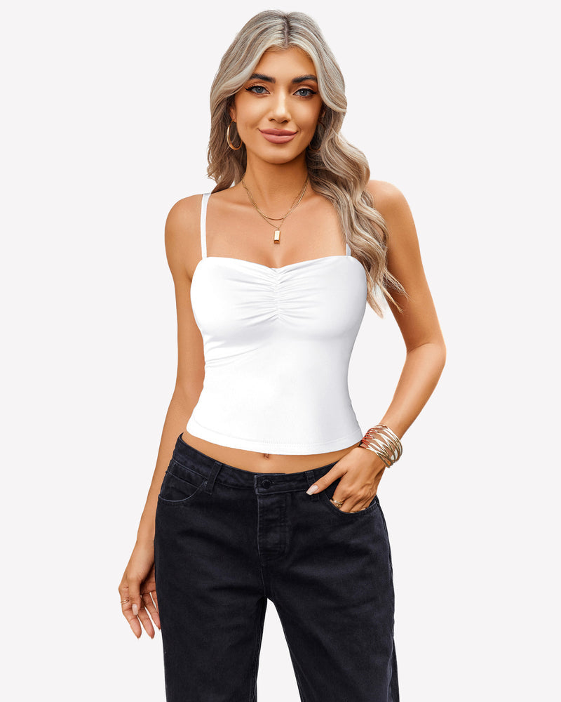 Camisoles Crop Top Ruched Cute Outfits