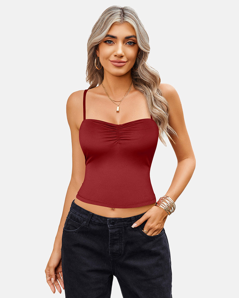 Camisoles Crop Top Ruched Cute Outfits