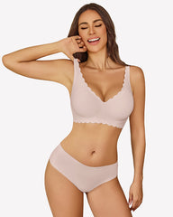 Wireless V Neck Seamless Full Coverage Bra