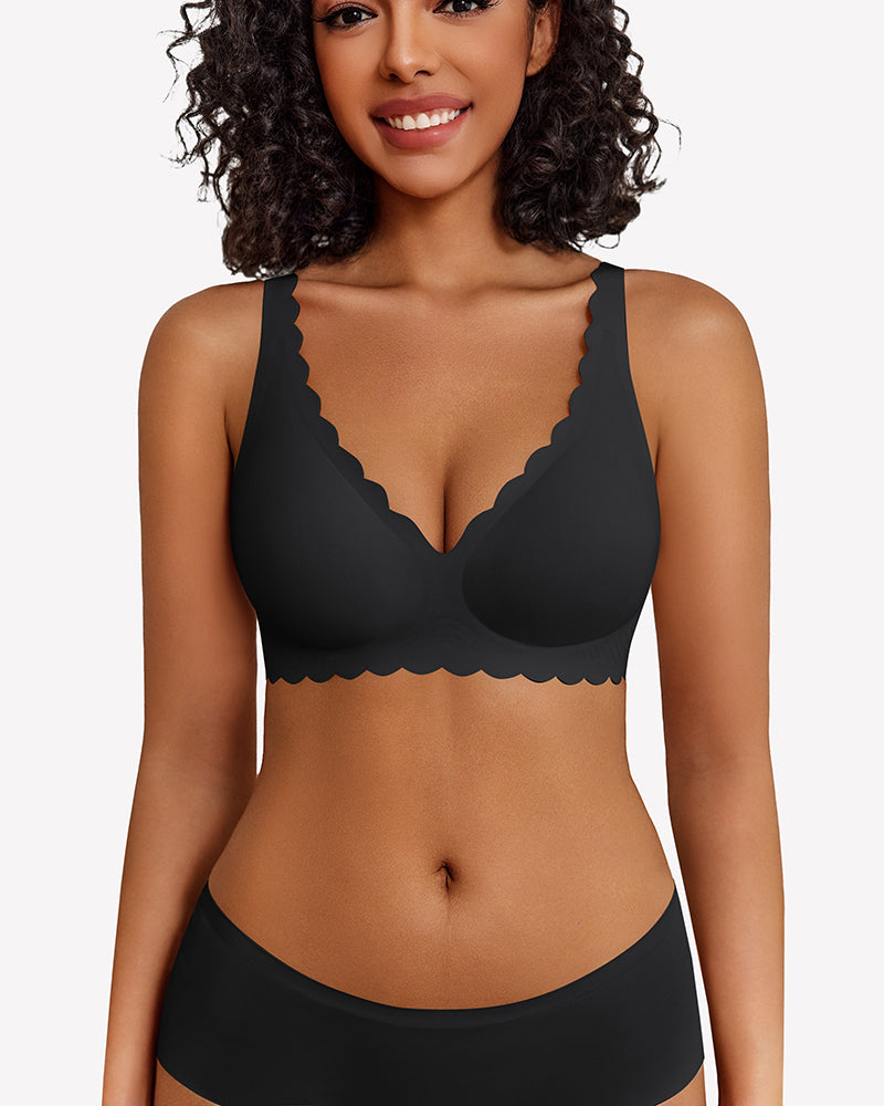 Wireless V Neck Seamless Full Coverage Bra
