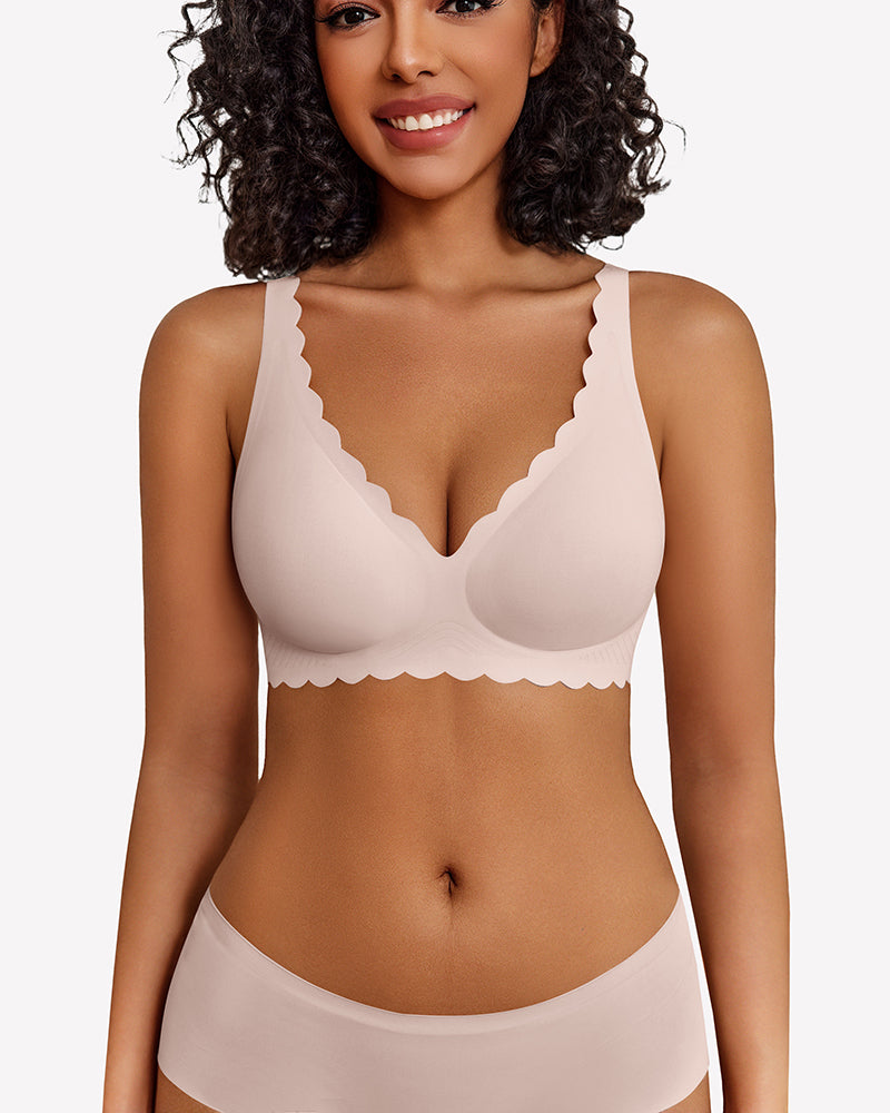 Wireless V Neck Seamless Full Coverage Bra