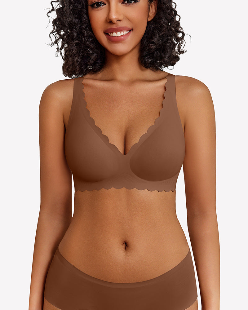 Wireless V Neck Seamless Full Coverage Bra