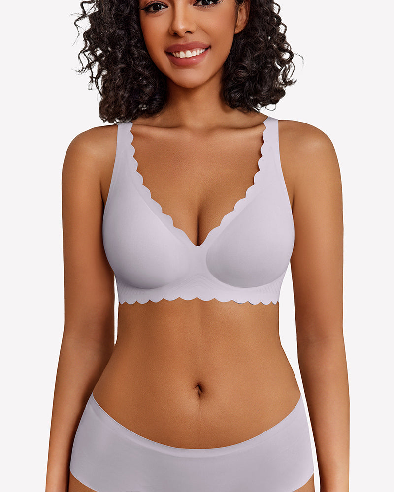 Wireless V Neck Seamless Full Coverage Bra