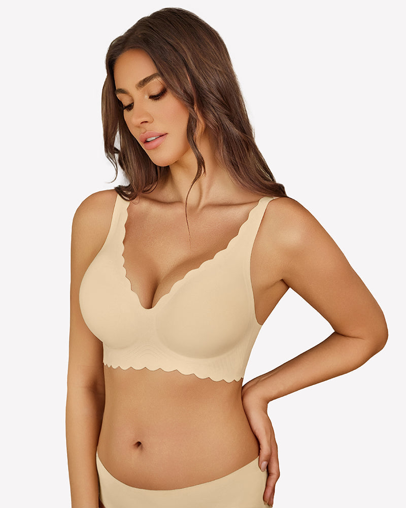Wireless V Neck Seamless Full Coverage Bra