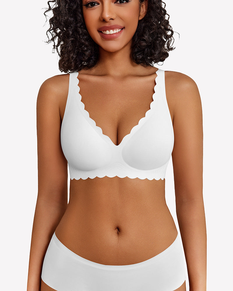 Wireless V Neck Seamless Full Coverage Bra