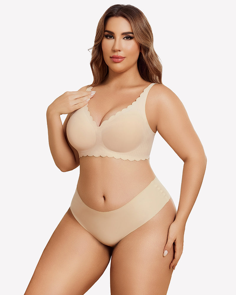 Wireless V Neck Seamless Full Coverage Bra