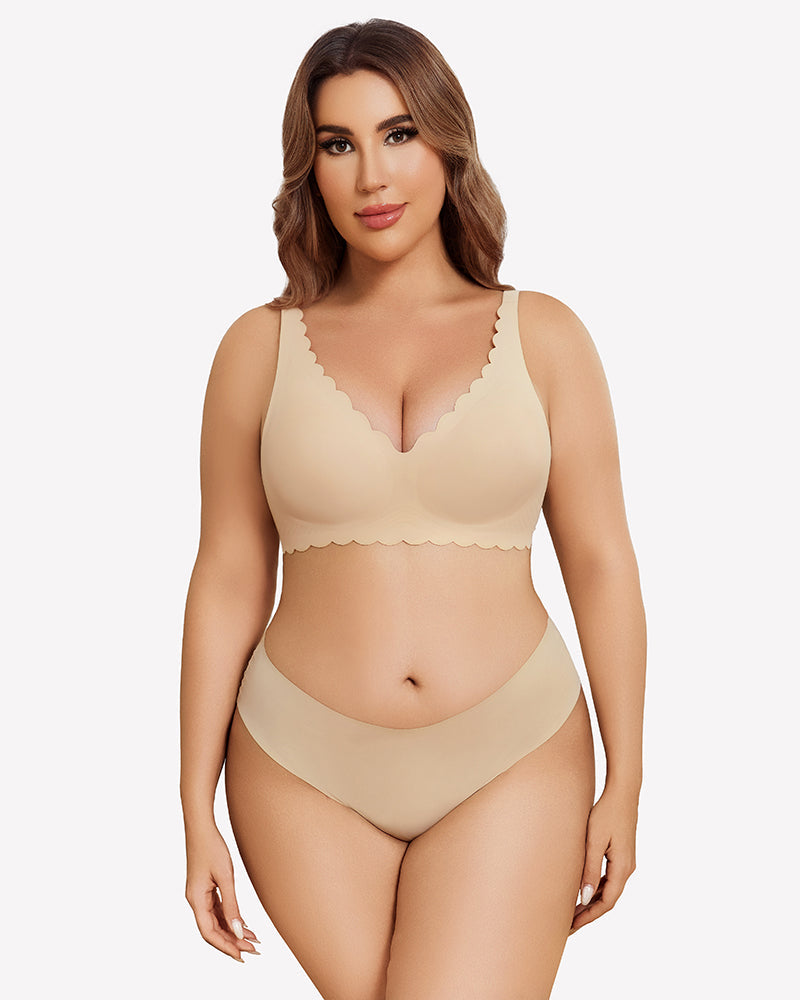 Wireless V Neck Seamless Full Coverage Bra