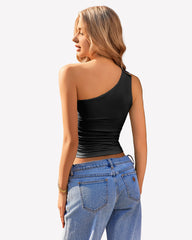 One Shoulder Tank Top Crop Tops