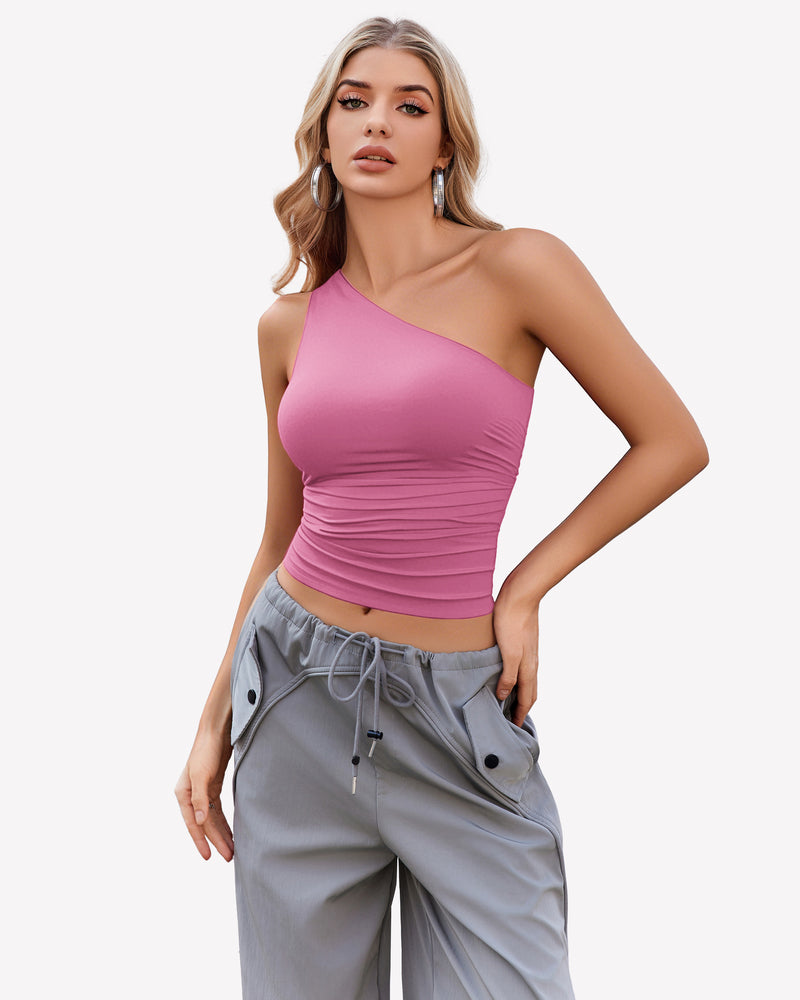 One Shoulder Tank Top Crop Tops