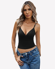 V Neck Spaghetti Strap Y2K Cami Tops