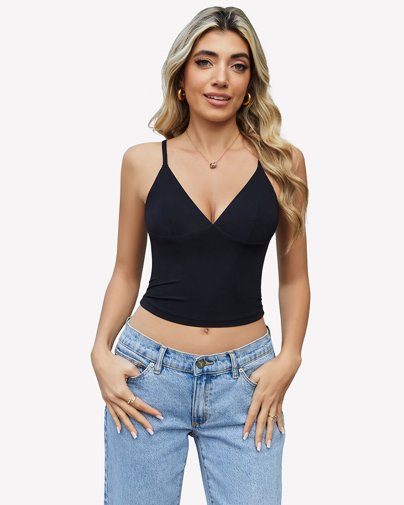 V Neck Spaghetti Strap Y2K Cami Tops