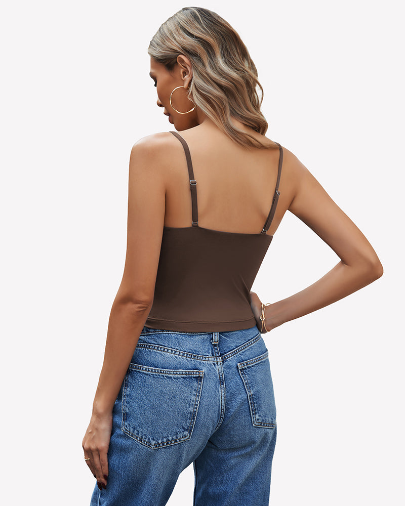 V Neck Spaghetti Strap Y2K Cami Tops