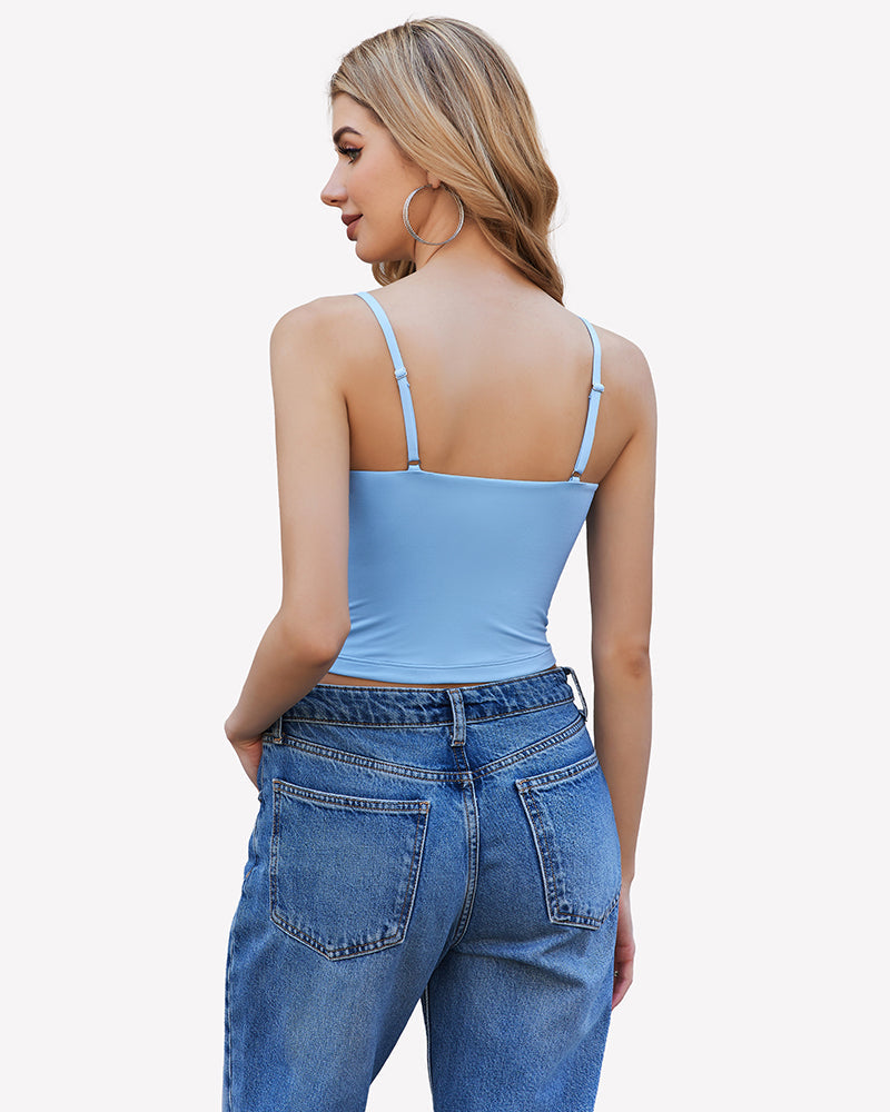 V Neck Spaghetti Strap Y2K Cami Tops