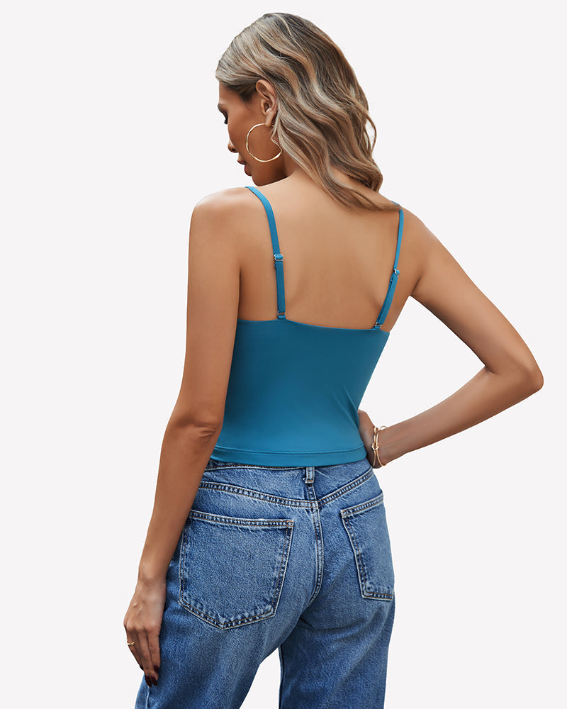 V Neck Spaghetti Strap Y2K Cami Tops