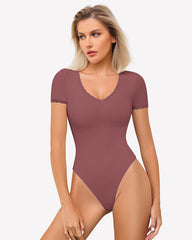 Lace V Neck Double Lined Bodysuits